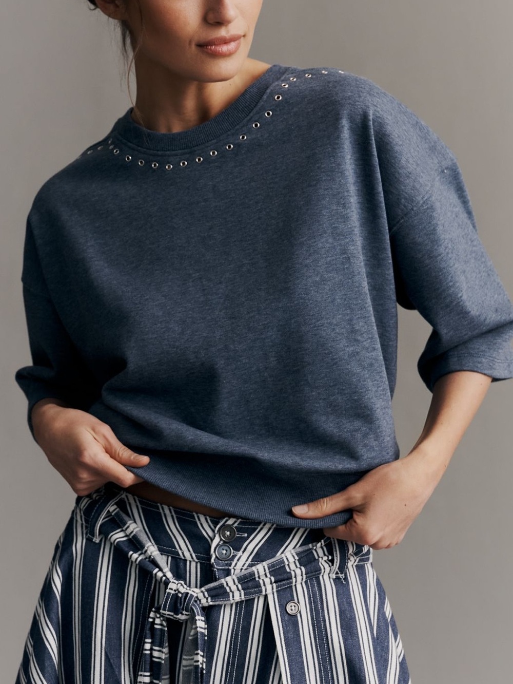 Anthropologie Grommet Pullover Top Maeve Jasper Relaxed New 3X Heather Blue